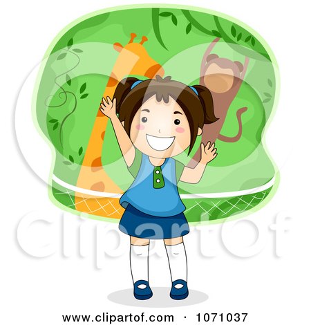 Clipart Girl Telling A Zoo Story - Royalty Free Vector Illustration by BNP Design Studio