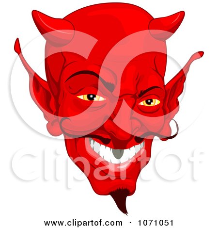 Clipart Red Devil Face With A Goatee - Royalty Free Vector Illustration by AtStockIllustration