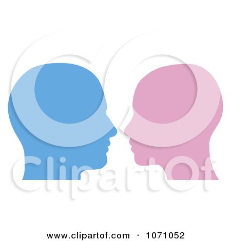 Clipart Male And Female Face Profiles Facing Each Other - Royalty Free Vector Illustration by AtStockIllustration