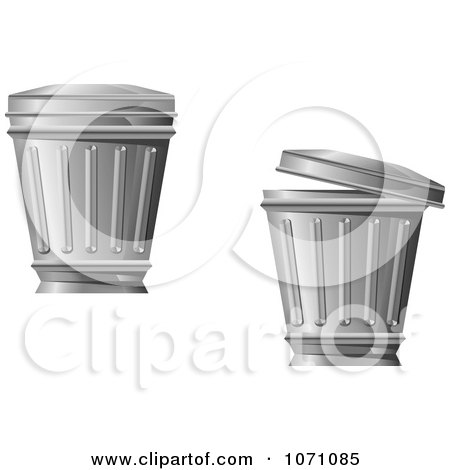 Clipart 3d Tin Trash Cans - Royalty Free Vector Illustration by Vector Tradition SM