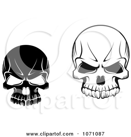 Clipart Black And White Evil Skulls - Royalty Free Vector Illustration by Vector Tradition SM
