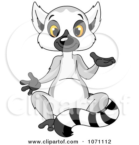 Clipart Cute Lemur Sitting And Gesturing - Royalty Free Vector Illustration by Pushkin