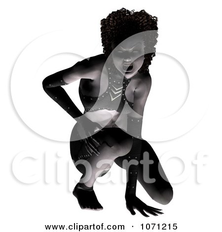 Clipart 3d Creepy Dark Evil Vampiress Crouching - Royalty Free CGI Illustration by Ralf61