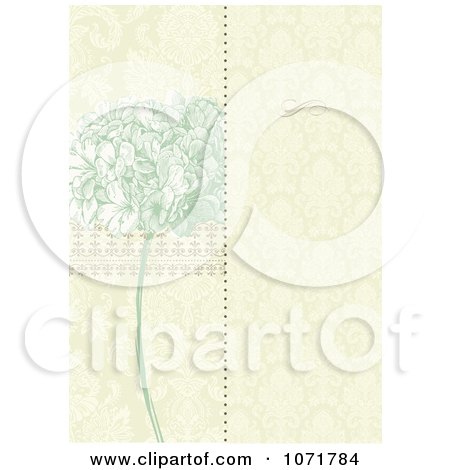 Clipart Green Lilac And Beige Damask Floral Invitation With Copyspace - Royalty Free Vector Illustration by BestVector