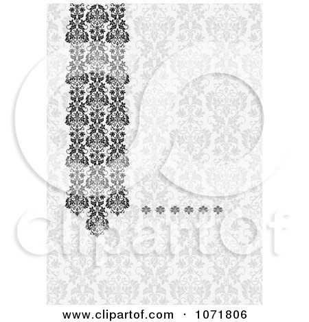 Clipart Gray Damask Floral Invitation With Copyspace - Royalty Free Vector Illustration by BestVector