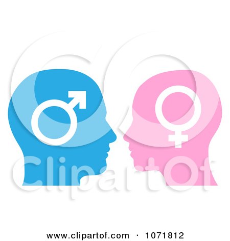 Clipart Male And Female Gender Symbol Faces In Profile - Royalty Free Vector Illustration by AtStockIllustration