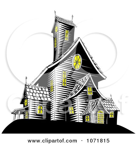 Clipart Lights On In A Creepy Haunted House - Royalty Free Vector Illustration by AtStockIllustration