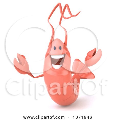 Clipart 3d Happy Shrimp 2 - Royalty Free CGI Illustration by Julos