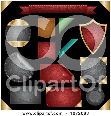 Clipart 3d Textured Leather Badges Frames And Shields - Royalty Free Vector Illustration by vectorace