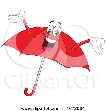 Clipart Happy Red Umbrella Character - Royalty Free Vector Illustration by yayayoyo