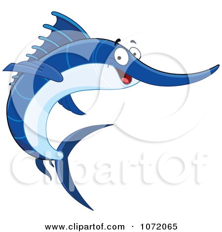 Clipart Happy Blue Swordfish - Royalty Free Vector Illustration by yayayoyo