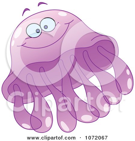 Clipart Happy Purple Jellyfish - Royalty Free Vector Illustration by yayayoyo