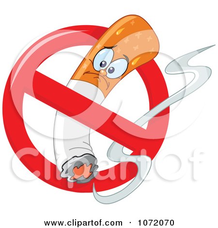 Clipart Grumpy Cigarette Character In A Prohibited Sign - Royalty Free Vector Illustration by yayayoyo