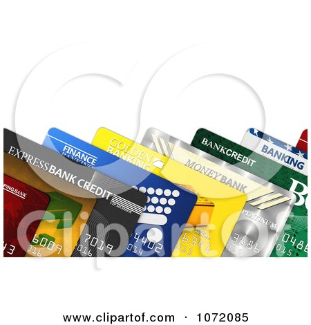 Clipart 3d Colorful Credit And Debit Cards With Copy Space - Royalty Free CGI Illustration by stockillustrations