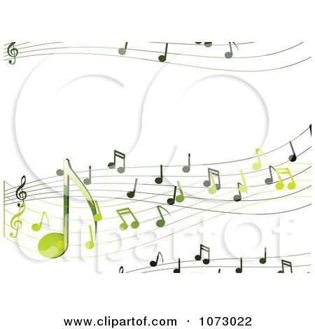 Clipart Green Music Notes With Copyspace - Royalty Free Vector Illustration by elaineitalia