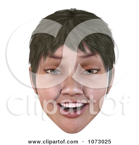 Clipart 3d Short Haired Girls Face Smiling 2 - Royalty Free CGI Illustration by Ralf61