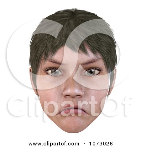 Clipart 3d Short Haired Girls Face Pouting 2- Royalty Free CGI Illustration by Ralf61