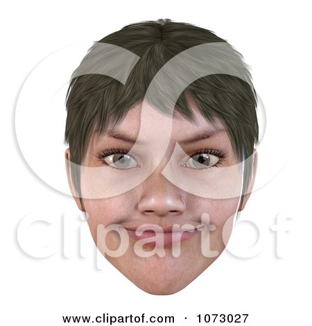 Clipart 3d Short Haired Girls Face Smiling 3 - Royalty Free CGI Illustration by Ralf61