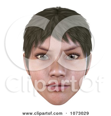 Clipart 3d Short Haired Girls Face - Royalty Free CGI Illustration by Ralf61