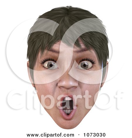 Clipart 3d Short Haired Girls Face Shouting - Royalty Free CGI Illustration by Ralf61