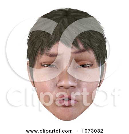 Clipart 3d Short Haired Girls Face Wincing - Royalty Free CGI Illustration by Ralf61
