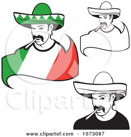 Clipart Mexican Men Smoking Cigarettes - Royalty Free Vector Illustration by dero