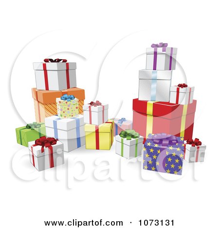 Clipart 3d Birthday Or Christmas Gift Boxes - Royalty Free Vector Illustration by AtStockIllustration