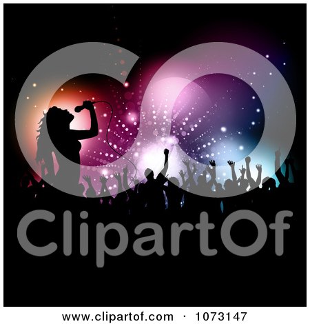 Clipart Silhouetted Singer And Audience - Royalty Free Vector Illustration by KJ Pargeter