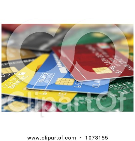 Clipart 3d Scattered Debit Or Credit Cards - Royalty Free CGI Illustration by stockillustrations