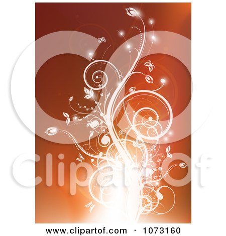 Clipart Glowing Flourish On Orange - Royalty Free Vector Illustration by MilsiArt