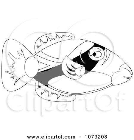 Clipart Black And White Triggerfish - Royalty Free Vector Illustration by erikalchan