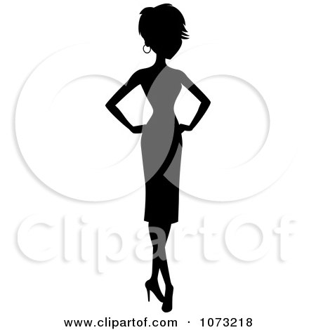 Clipart Silhouetted Woman In A Dress - Royalty Free Vector Illustration by Monica