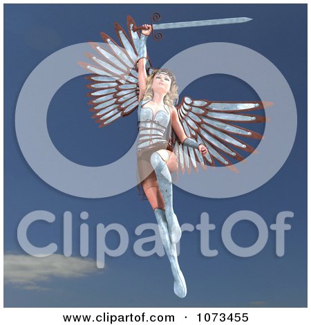 Clipart 3d Female Guardian Angel Holding A Sword 1 - Royalty Free CGI Illustration by Ralf61
