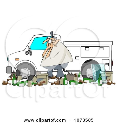Clipart Man And Garbage By A Utility Truck - Royalty Free Vector Illustration by djart