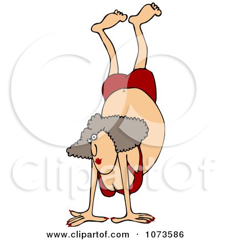 Clipart Woman Doing A Handstand In A Bikini - Royalty Free Vector Illustration by djart