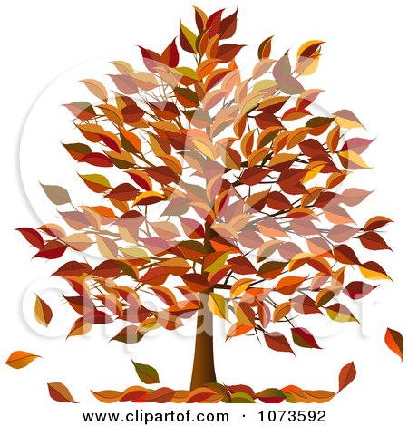 Clipart Autumn Tree With Fall Foliage - Royalty Free Vector Illustration by elaineitalia