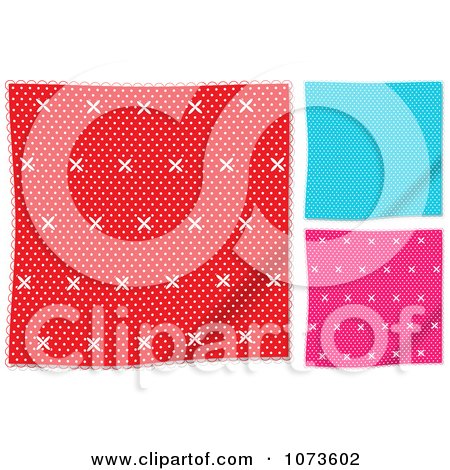 Clipart Red Pink And Blue Polka Dot Handkerchiefs - Royalty Free Vector Illustration by elaineitalia