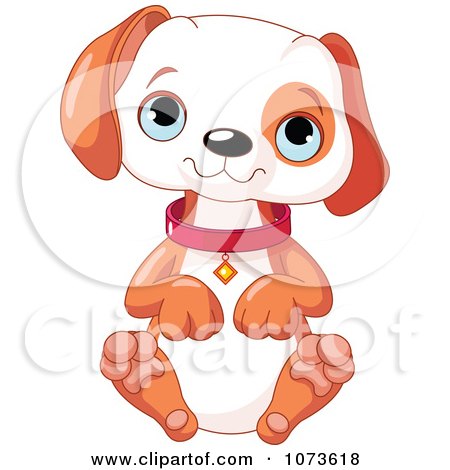 Clipart Cute Puppy Sitting And Begging - Royalty Free Vector Illustration by Pushkin