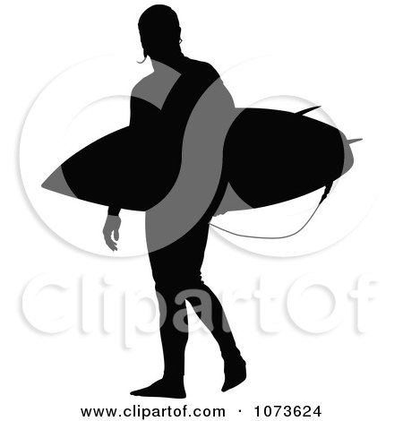 Clipart Black And White Surfer Dude Silhouette 2 - Royalty Free Vector Illustration by Paulo Resende