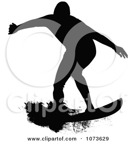 Clipart Black And White Grungy Surfer Dude Silhouette 2 - Royalty Free Vector Illustration by Paulo Resende
