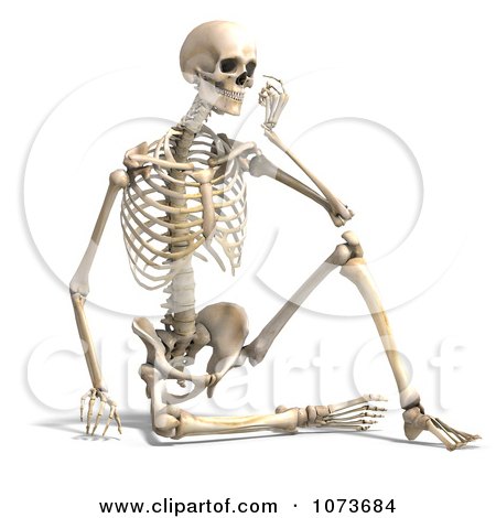 Clipart 3d Human Male Skeleton Sitting And Thinking - Royalty Free CGI Illustration by Ralf61