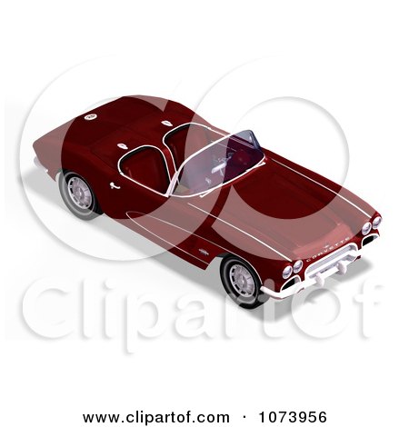 Clipart 3d Red Vintage Convertible Car - Royalty Free CGI Illustration