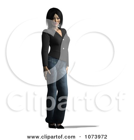 Clipart Asian Woman In Jeans - Royalty Free CGI Illustration by Ralf61