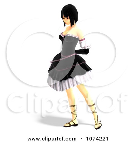 Clipart 3d Gothic Young Woman In A Black Dress 7 - Royalty Free CGI Illustration by Ralf61