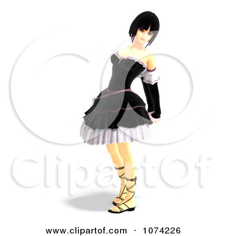 Clipart 3d Gothic Young Woman In A Black Dress 3 - Royalty Free CGI Illustration by Ralf61
