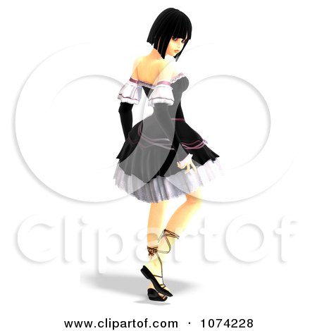 Clipart 3d Gothic Young Woman In A Black Dress 2 - Royalty Free CGI Illustration by Ralf61