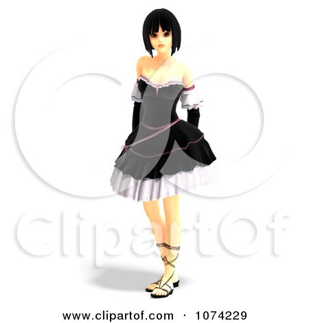 Clipart 3d Gothic Young Woman In A Black Dress 1 - Royalty Free CGI Illustration by Ralf61