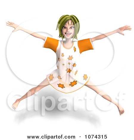 Clipart 3d Young Woman Jumping In Her Night Gown - Royalty Free CGI Illustration by Ralf61