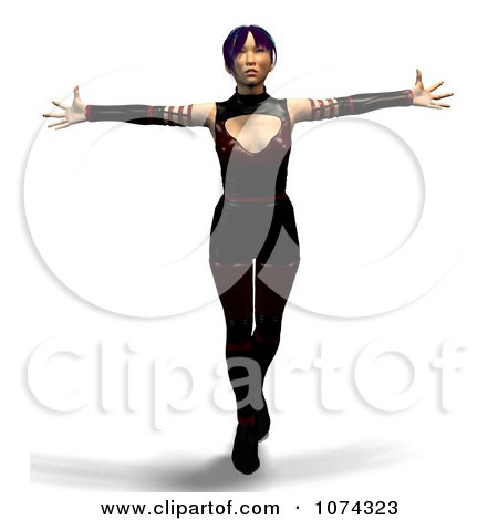 Clipart 3d Female Martial Artist Holding Her Arms Out - Royalty Free CGI Illustration by Ralf61
