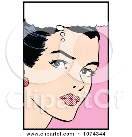 Clipart Retro Pop Art Woman In Thought - Royalty Free Vector Illustration by brushingup